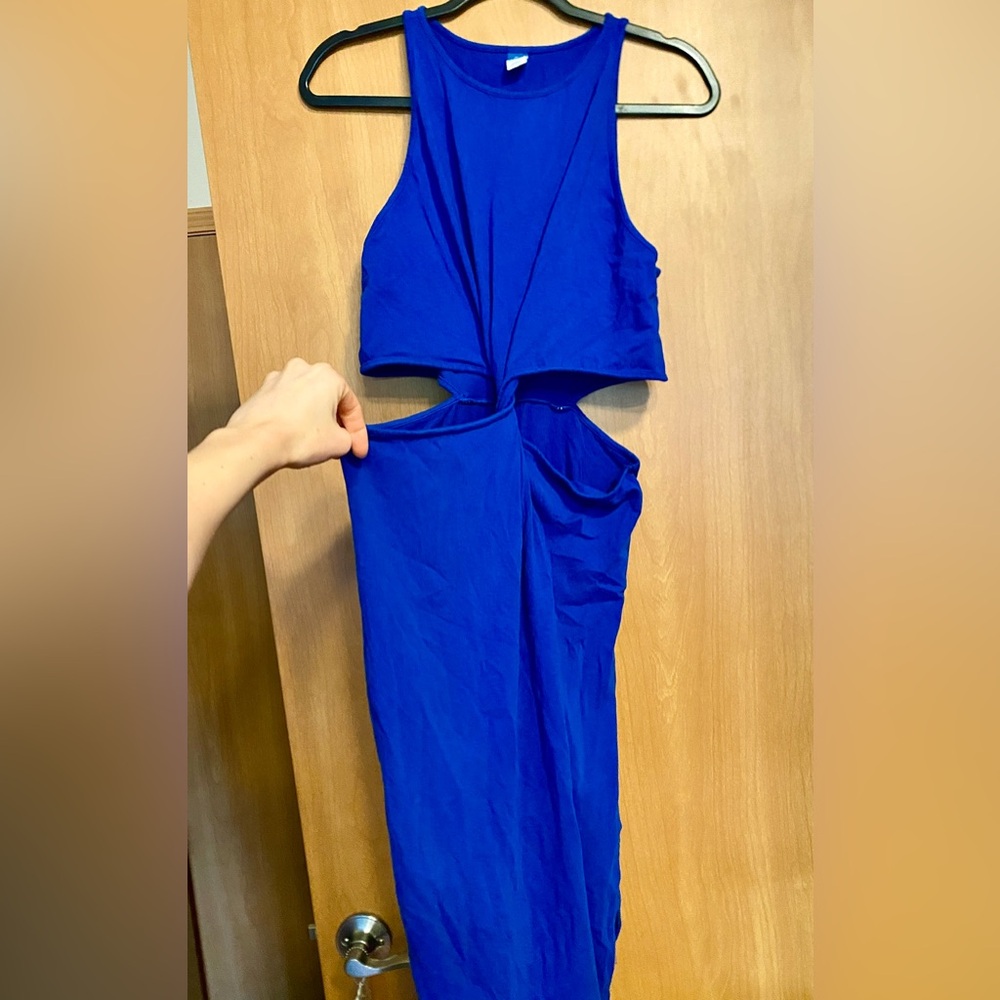 Blue maxi dress with slit leg